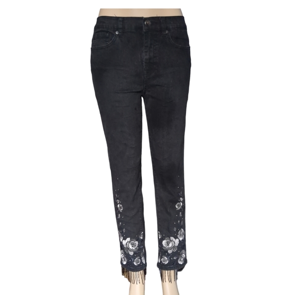 DG2  Diane Black Embellished Beaded Five Pockets Ankle Gorgeous pants Size 8. - Picture 12 of 17